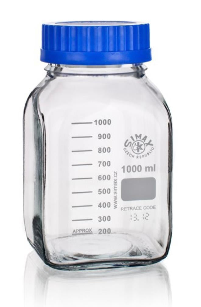 Flacon à filetage de laboratoire GL80 carré CLAIR