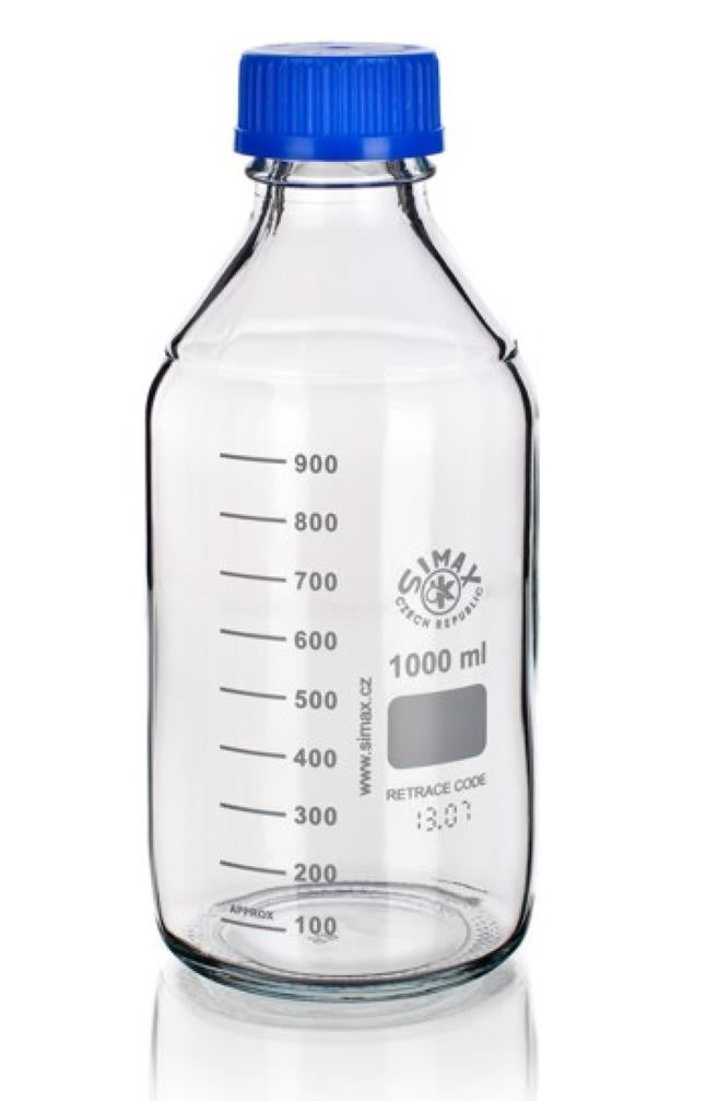 Flacon à filetage de laboratoire GL45 verre bleu CLAIR