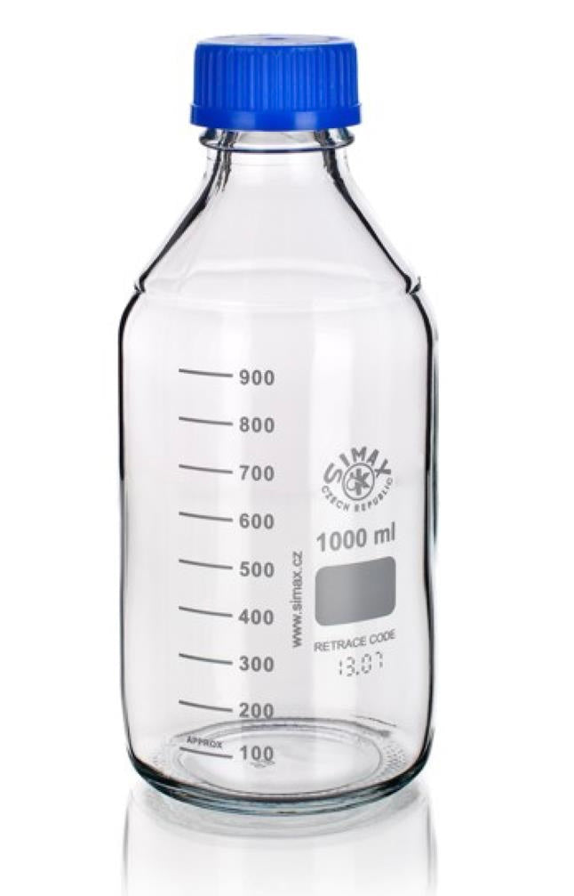 Flacon à filetage de laboratoire GL45 Rouge CLAIR