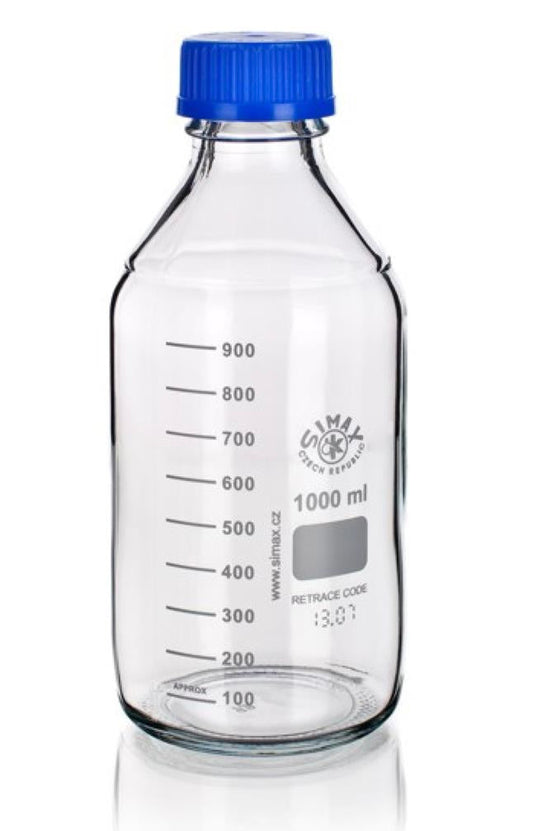 Laboratory thread bottle GL45 Red CLEAR